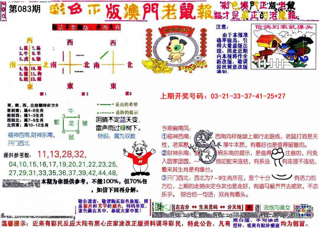 083期彩色正版澳门老鼠报[图]